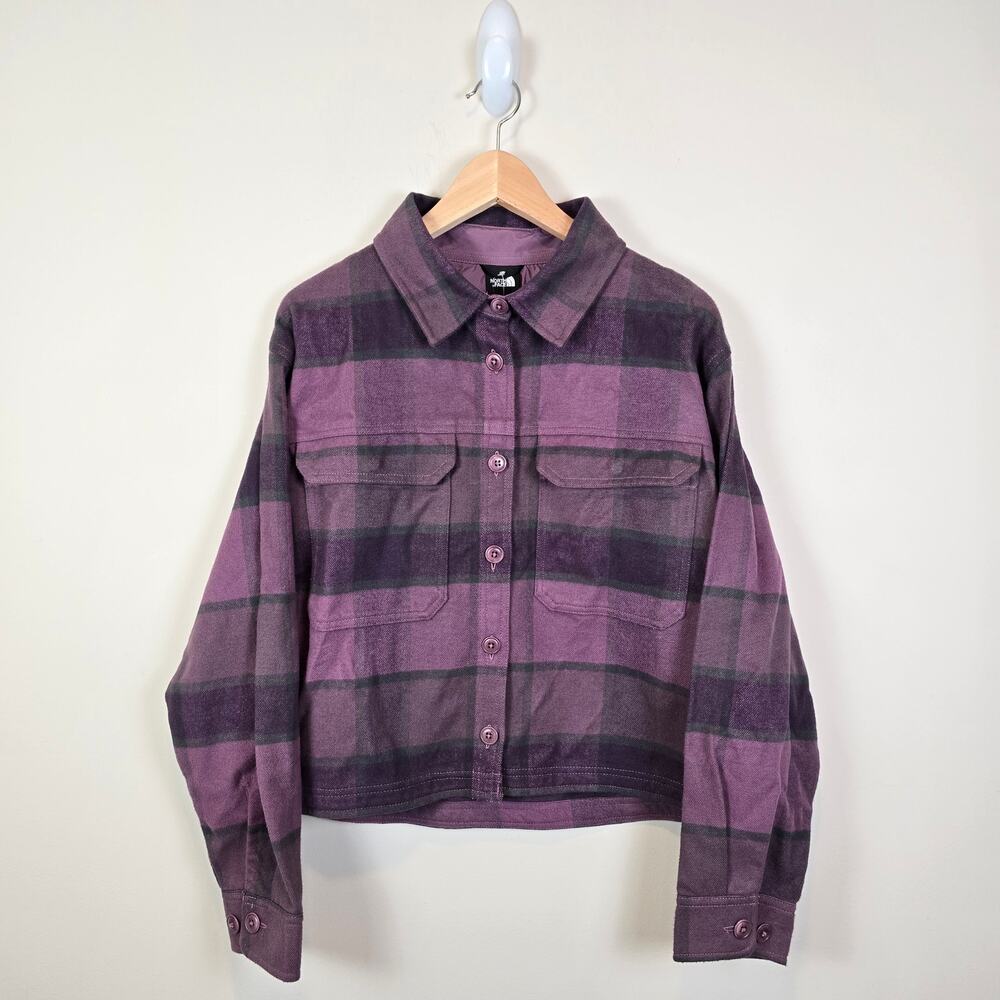 The North Face Womens Valley Flannel Shirt Size XXL Plaid Midnight Mauve Shacket